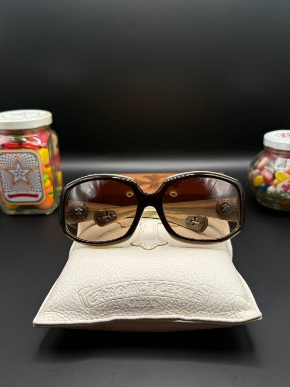 Chrome Hearts MAX Sunglasses Ivory Brown Gradient Silver Hardware Japan